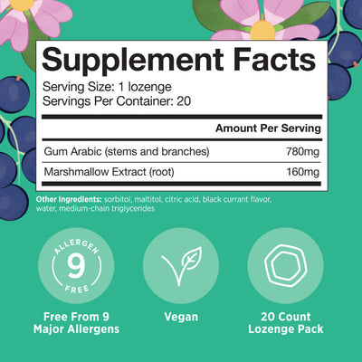 supplement facts. free from 9 major allergens. vegan